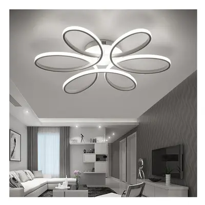 (White, 74cm-Cool White) Modern LED Ceiling Light Chandelier Lamp Flower Shape