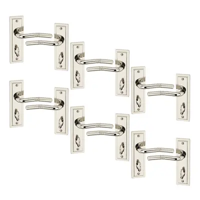 (6x Polished Nickel Bathroom) 6/4Pcs 118mm x 47mm Width Nevada Metal Door Lever Handles Set, Fir