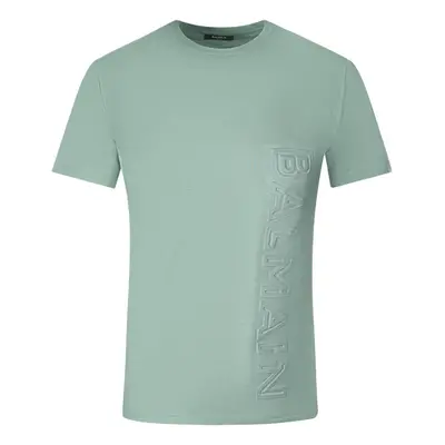 (M) Balmain Brand Embossed Logo Green T-Shirt