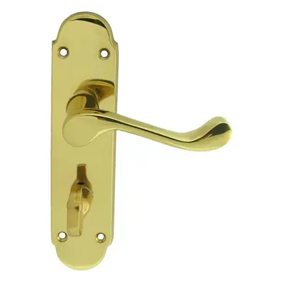 PAIR Victorian Upturned Lever on Bathroom Backplate x 42mm Polished Brass