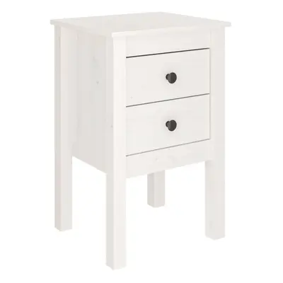 (white, 1) vidaXL 1/2x Solid Wood Pine Bedside Cabinet Side Table Furniture Multi Colours