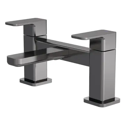 Square Deck Mounted Bath Filler Tap - Brushed Pewter