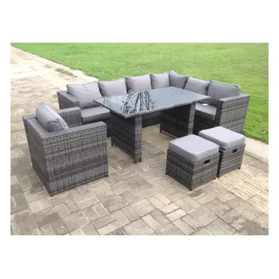 Fimous Seater Outdoor Lounge Rattan Corner Sofa Set Garden Furniture Rectangular Dining Table Ch