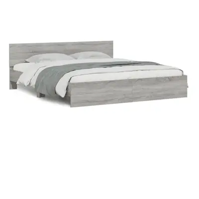 (grey sonoma, x cm) vidaXL Bed Frame with Headboard Bedroom Bed Base Mattress Foundation Bedstea