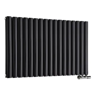 Nes Home x mm Horizontal Side Connection Radiator Black Double Oval