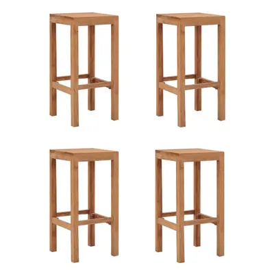 vidaXL 4x Solid Teak Wood Bar Stools Wooden Set of Bar Chairs Kitchen Seats