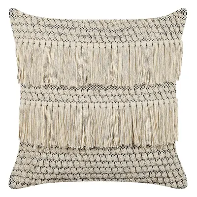 Cotton Cushion with Tassels x cm Beige IRESINE