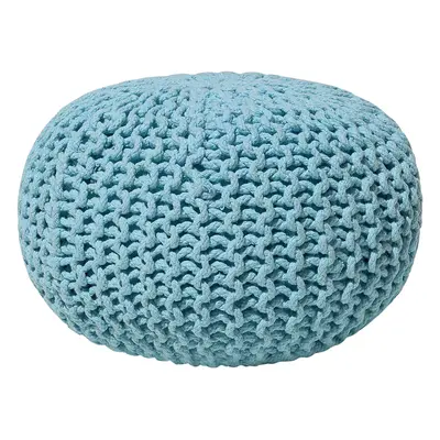 Cotton Knitted Pouffe x cm Light Blue CONRAD