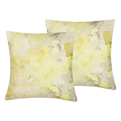 Set of Cushions Abstract Pattern x cm Yellow PACHIRA