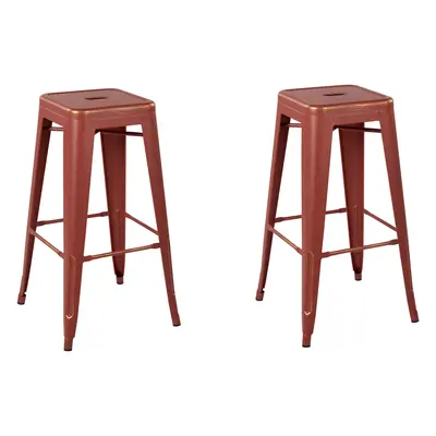 Set of Bar Stools CABRILLO Metal Red