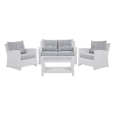 Garden Lounge Set with Table Seater MARINO PE Rattan White