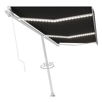 vidaXL Manual Retractable Awning with LED 600x300 cm Anthracite Outdoor Garden