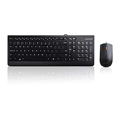 Lenovo USB Combo, Full-Size Wired Keyboard & Mouse, Ergonomic, Left or Right Hand Mouse, Optical