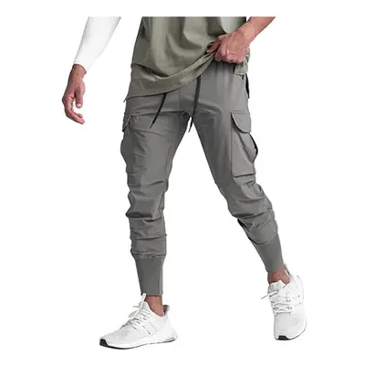 (grey, M) Summer Thin Loose Quick Drying Stretchy Running Training Pants