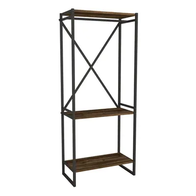 (Burnt Oak) Tier Wooden Coat Rack and Shoe Storage Stand