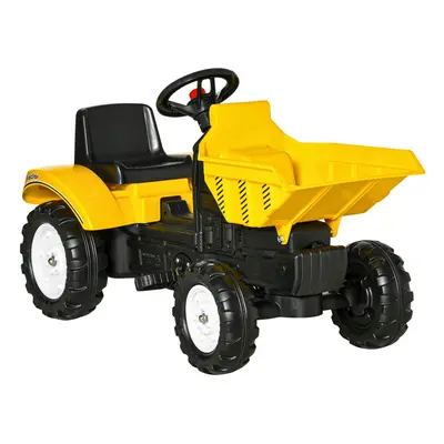 HOMCOM Ride on Tractor No Power for Kids with Manual Control Bucket