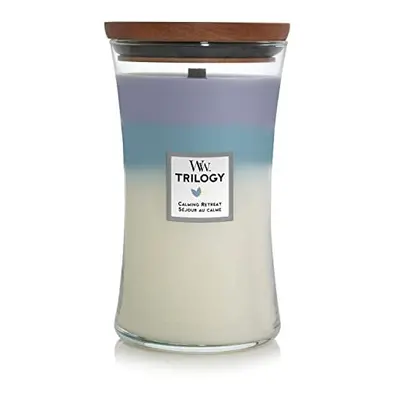 Woodwick Large Hourglass Trilogy Scented Candle, Calming Retreat with Crackling Wick, Burn Time: