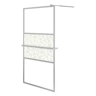 (chrome, x cm/stone design) vidaXL Walk-in Shower Wall Bath Enclosure with Shelf ESG Glass and A