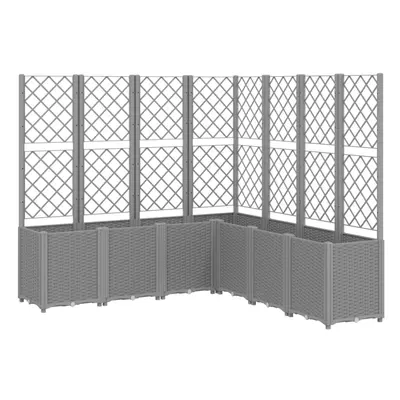 vidaXL Garden Planter with Trellis Patio Flower Pot Planter Box Light Grey PP