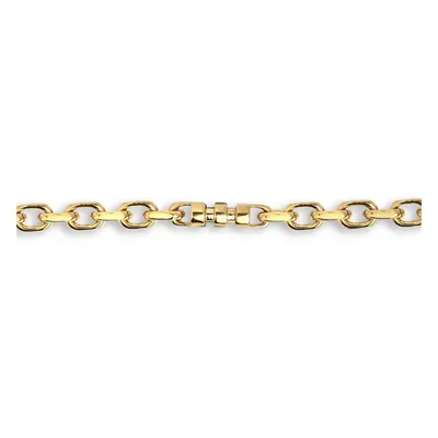 Jewelco London Ladies Solid 9ct Yellow Gold Spindle Oval Rectangular 5mm Gauge Belcher Bracelet,