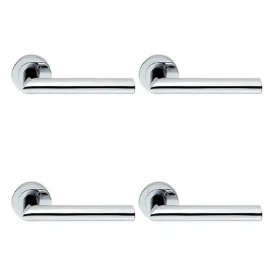 4x PAIR Straight Mitred Bar Handle on Round Rose Concealed Fix Polished Chrome