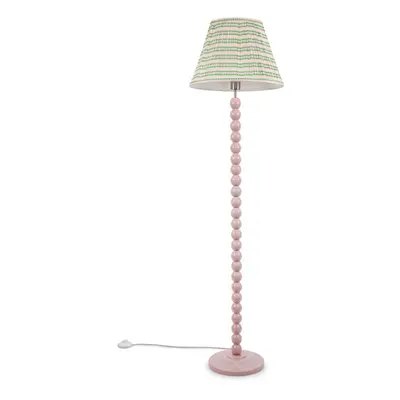 ValueLights Bobbins Rose Pink with Pink Pleated Shade Floor Lamp