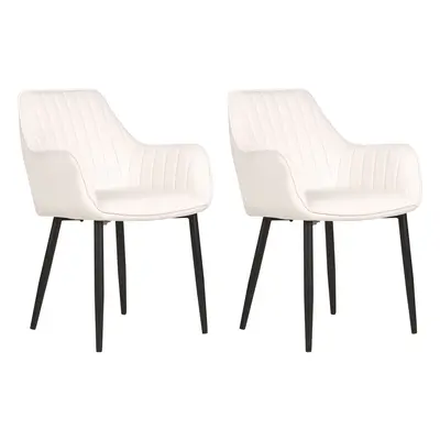 Set of Dining Chairs WELLSTON Velvet Off-White