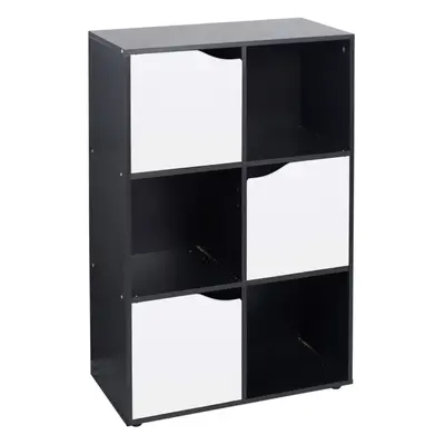 (6 Cube - Black, White) Cube Wooden Bookcase Shelving Shelves Unit Wood