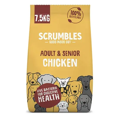 Scrumbles Natural Dry Dog Food, Gluten Free Recipe With Fresh Chicken, For Adults And Senior Bre