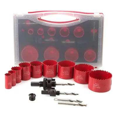 15Pcs Bi-Metal Hole Saw Kit 19mm to 64mm HSS Sawtooth Hole Saw Cutter Drill Bit Through for Wood