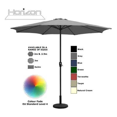 (3m, Grey) Parasol Aluminium Crank Full & Half Shade Umbrella