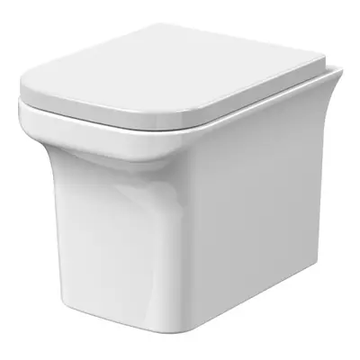 Rimless Wall Hung Square Toilet Pan & Soft Close Seat - 390mm x 340mm x 480mm