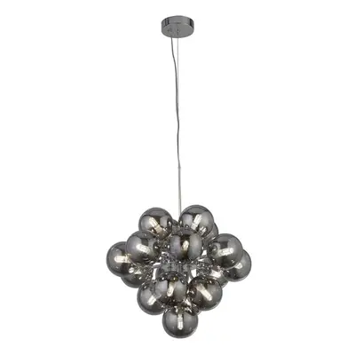 Searchlight Berry Light Pendant, Chrome, Smoked Glass