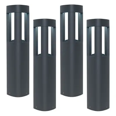 4 PACK Outdoor Post Bollard Light Grey Triangle Modern Driveway Path Lamp LED