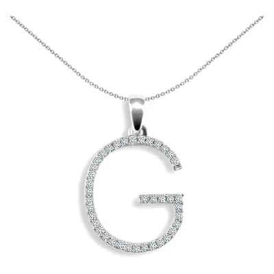 Jewelco London Ladies Solid 9ct White Gold Pave Set Round G SI 0.2ct Diamond Elegant Block Initi