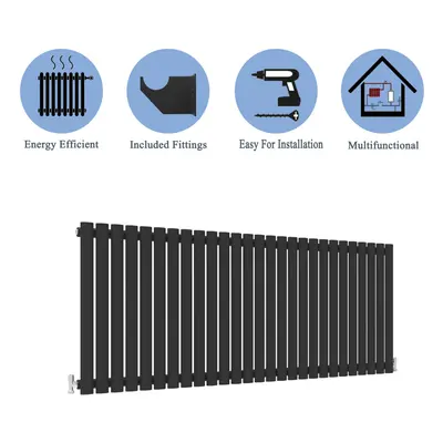 (Single, 600x1593mm) Black Oval Tube Designer Radiator