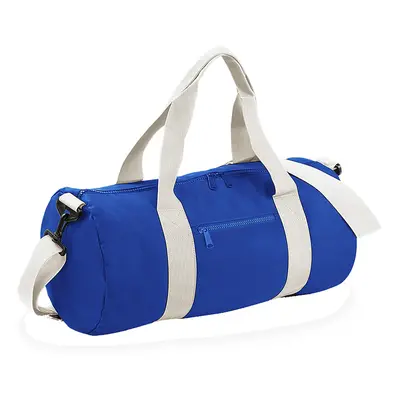 (One Size, Bright Royal/off White) Bagbase Plain Varsity Barrel / Duffle Bag (20 Litres) (Pack o