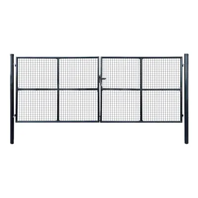 Mesh Garden Gate Galvanised Steel 400x150 cm Grey