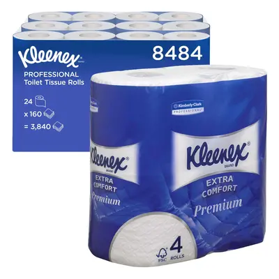 Kleenex Toilet Roll - Ply Premium Toilet Paper - Rolls x White Toilet Tissue Sheets (3,840 sheet