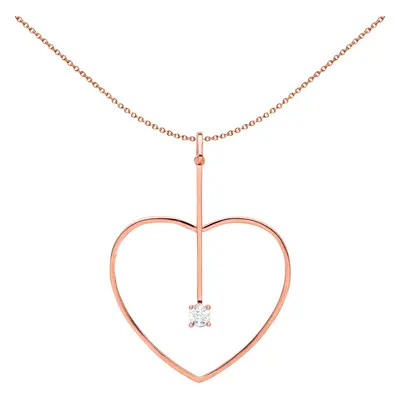 Jewelco London Ladies Rose Gold-Plated Sterling Silver white Cubic Zirconia Love Heart Pendant N