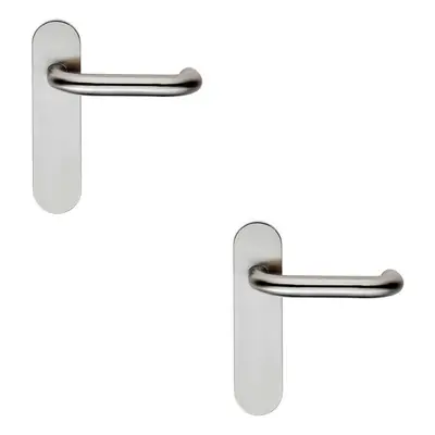 2x PAIR Safety Lever on Steel Inner Backplate 180mm Door Handle Satin Steel