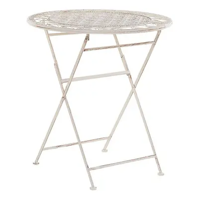 Metal Garden Bistro Table Ã¸ cm Beige TRIESTE