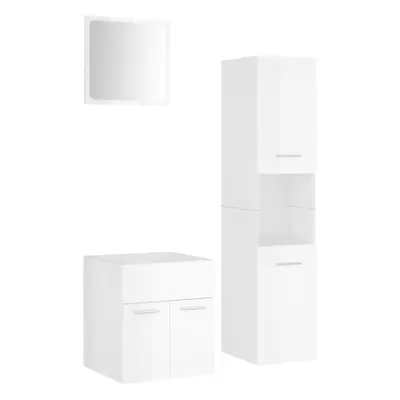 (high gloss white) vidaXL Bathroom Furniture Set Chipboard Wall Mirror Multi Sizes Multi Colors