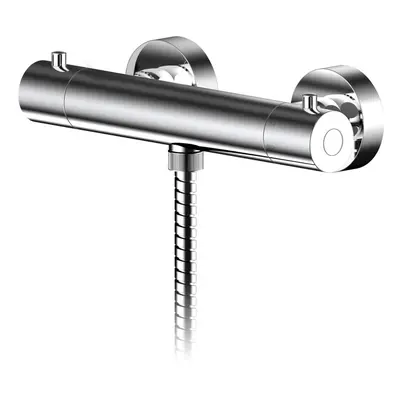 Current Contemporary Bathroom Wall Mount Round Thermostatic Bar Valve with Bottom Outlet, 55mm x