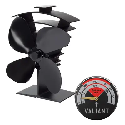 Valiant Premium IV Stove Fan and Magnetic Stove Thermometer in Red