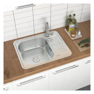 Commercial Stainless Steel Kitchen Sink Single Bowl Laundry Catering Topmount