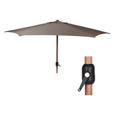 (Taupe (Wood Look)) 3m Shanghai Oriental Garden Wood Look Pole Umbrella Sun Shade Parasol