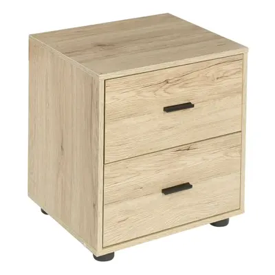 (Beech, 2) Wooden Nightstands with Drawers Bedside Table