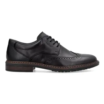 (9.5 (Adults')) | Black Leather | Men's Semi Brogue Shoes