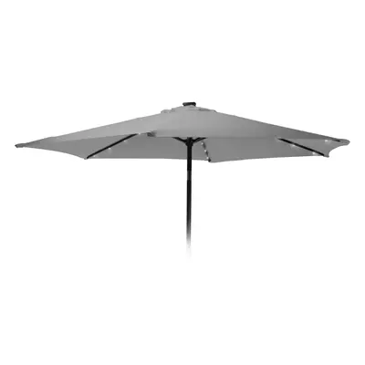 (Light Grey) Metal Sun Shade Parasol Umbrella With Solar Lights